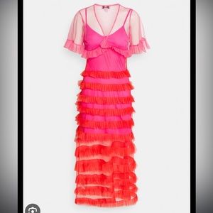 Never Fully Dressed Kate Dress US size 10 pink red mesh dress